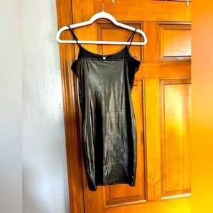 black pleather cocktail dress